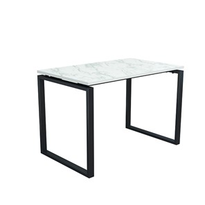 Стол для компьютера Янтарь 55.08 мрамор белый/металл черный в Надыме