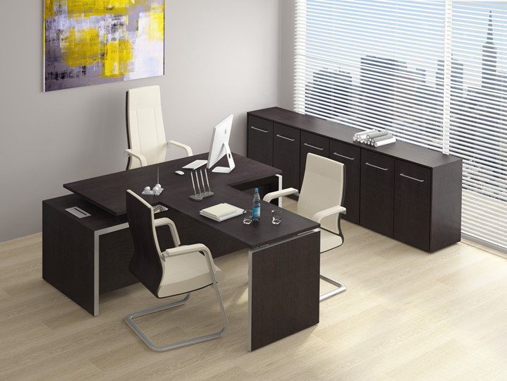 Рабочий стол для руководителя Reventon, венге темный, правый (180х90х76) МЕ 130 в Салехарде - изображение 2