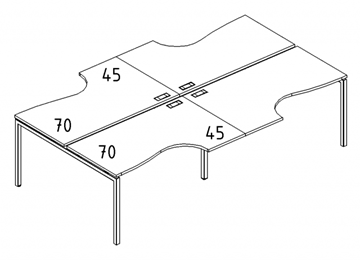 Рабочая станция каркас DUE (4х160) столы эргономичные Классика А4, 320x184x75 белый премиум / металлокаркас белый А4 Б2 185-2 БП в Салехарде