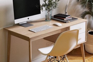 Офисный стол Калгари, с тумбой, Дуб натуральный светлый / Белый матовый в Салехарде - предосмотр 2