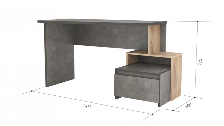 Письменный стол СП-5, Камень темный / Дуб Эльза, правый в Салехарде - изображение 1