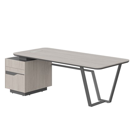 Стол с комбинированной столешницей и левой тумбой LINE Дуб-серый-антрацит СФ-571102.1 (2225х900х762) в Салехарде - изображение