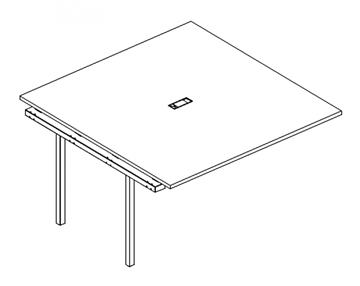Секция стола для переговоров с металлокаркасом DUE А4, (160x144x75) белый премиум / металлокаркас белый, А4 Б2 136-1 БП в Салехарде