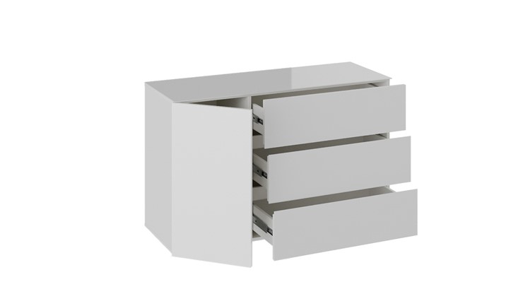 Комод с 3-мя ящиками и дверцей Glance тип 2 (Белый/Стекло белый глянец) в Салехарде - изображение 1