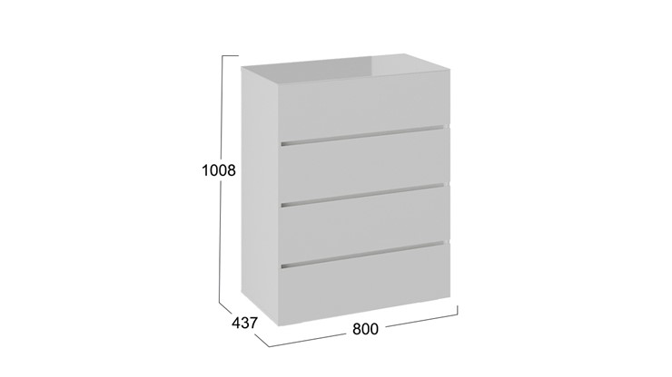 Комод с 4-мя ящиками Glance тип 1 (Белый/Стекло белый глянец) в Салехарде - изображение 3
