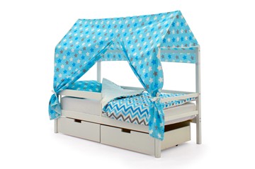 Крыша текстильная для кровати-домика Svogen (звезды, голубой) в Салехарде - предосмотр
