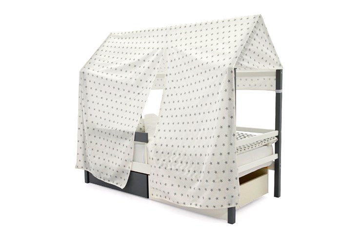 Крыша текстильная для кровати-домика Svogen (звезды;графит) в Салехарде - изображение 1
