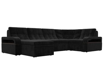 П-образный диван Лига-035, Черный (велюр) в Тарко-Сале