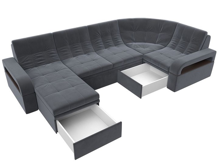 П-образный диван Лига-035, Серый (велюр) в Надыме - изображение 2