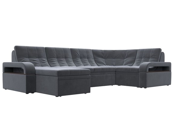 П-образный диван Лига-035, Серый (велюр) в Надыме - изображение