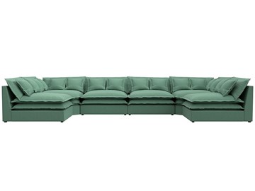 Большой П-образный диван Лига-040, Амур зеленый (рогожка) в Надыме - предосмотр 1