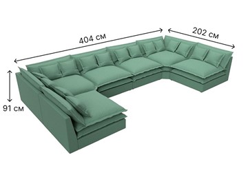 Большой П-образный диван Лига-040, Амур зеленый (рогожка) в Надыме - предосмотр 6