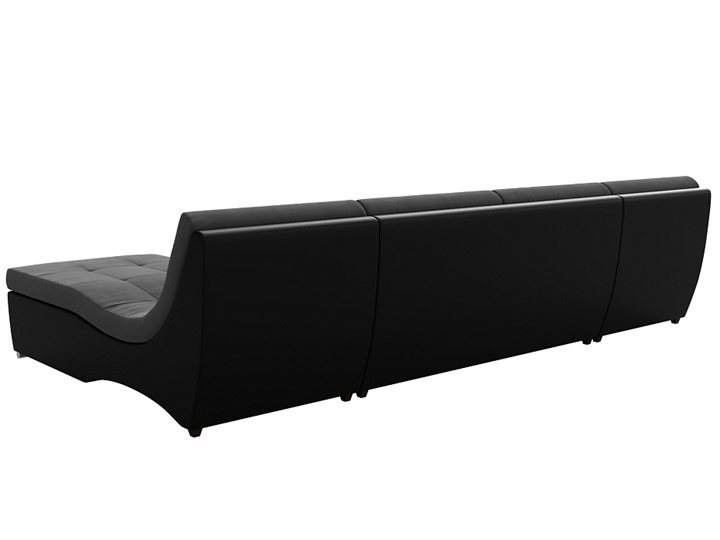 Большой П-образный диван Монреаль, Серый\Черный (Велюр\Экокожа) в Лабытнанги - изображение 5