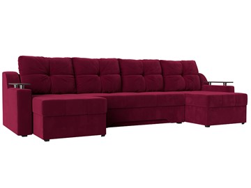 Большой П-образный диван Сенатор, Бордовый (Микровельвет) боннель в Лабытнанги