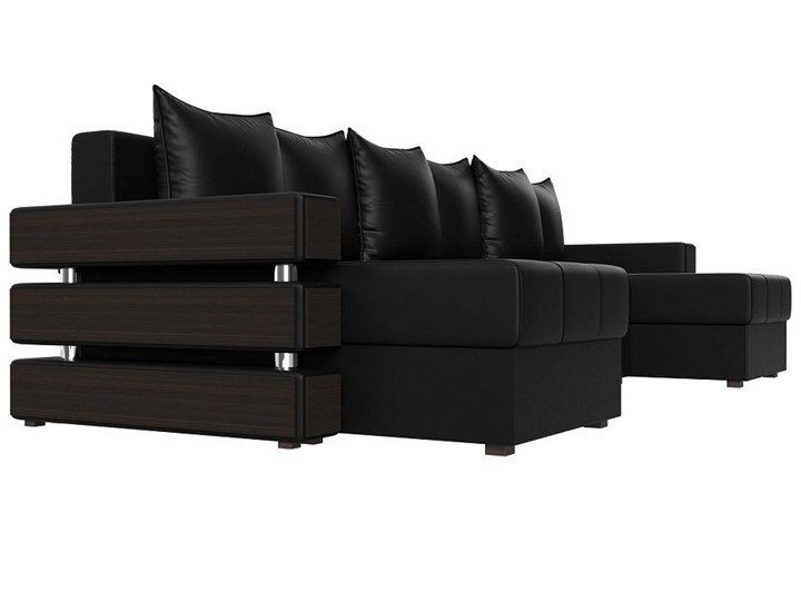 П-образный диван Венеция боннель, Черный (Экокожа) в Лабытнанги - изображение 3