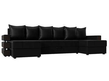 П-образный диван Венеция боннель, Черный (Экокожа) в Надыме