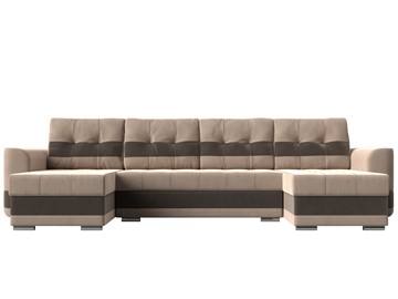 П-образный диван Честер, Бежевый/коричневый (велюр) в Салехарде - предосмотр 1