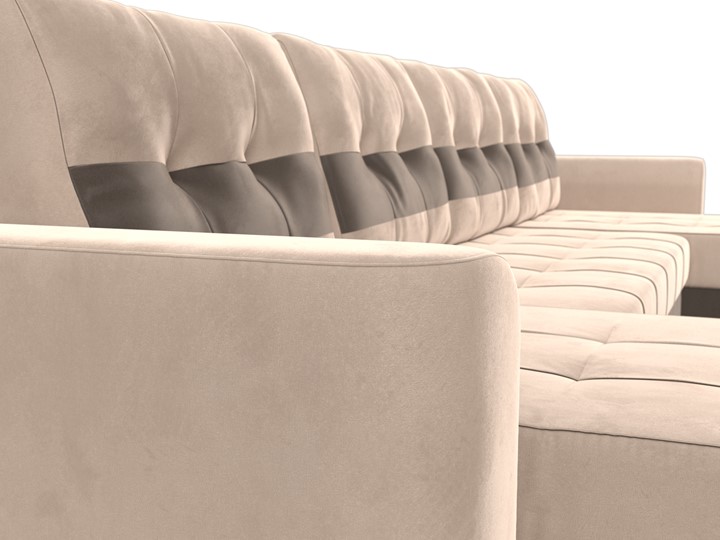 П-образный диван Честер, Бежевый/коричневый (велюр) в Новом Уренгое - изображение 3