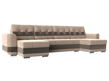 П-образный диван Честер, Бежевый/коричневый (велюр) в Салехарде
