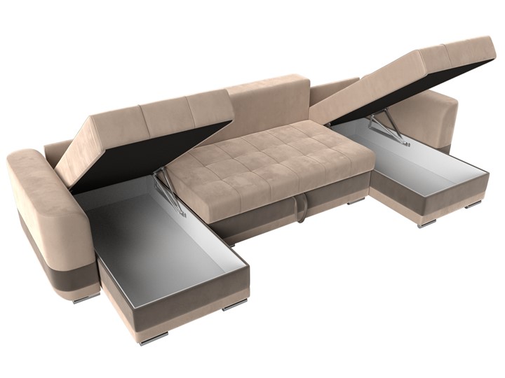 П-образный диван Честер, Бежевый/коричневый (велюр) в Салехарде - изображение 5