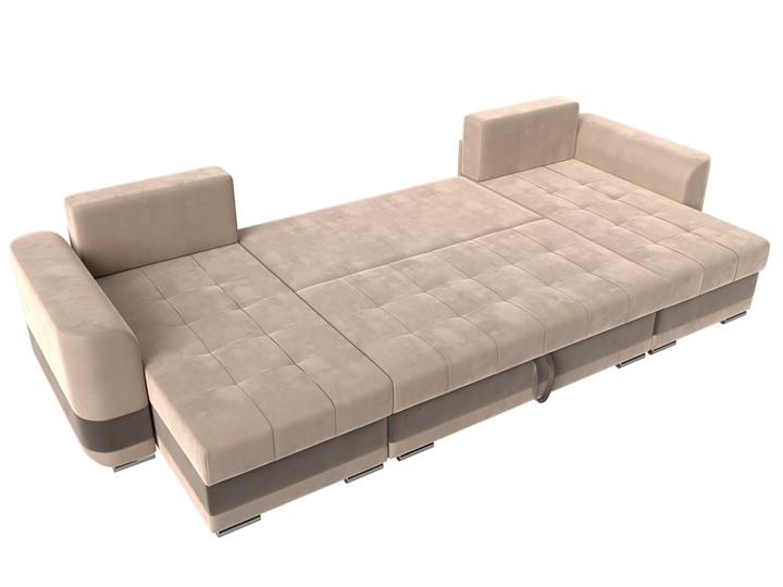 П-образный диван Честер, Бежевый/коричневый (велюр) в Новом Уренгое - изображение 7