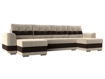П-образный диван Честер, Бежевый/коричневый (вельвет) в Новом Уренгое