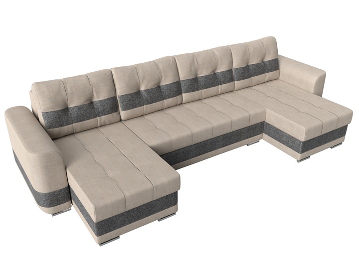П-образный диван Честер, Бежевый/серый (рогожка) в Салехарде - изображение 4