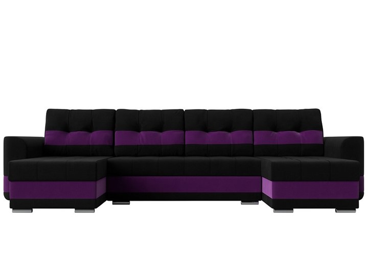 П-образный диван Честер, Черный/фиолетовый (вельвет) в Надыме - изображение 1
