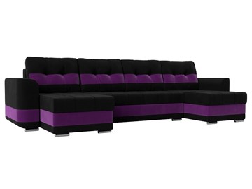 П-образный диван Честер, Черный/фиолетовый (вельвет) в Муравленко