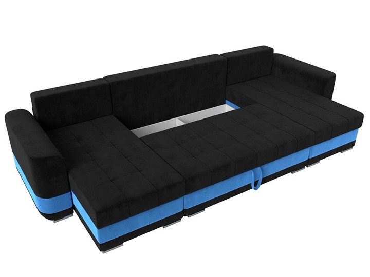 П-образный диван Честер, Черный/голубой (велюр) в Салехарде - изображение 6