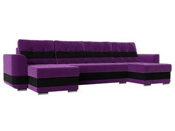 П-образный диван Честер, Фиолетовый/черный (вельвет) в Лабытнанги