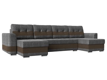 П-образный диван Честер, Серый/коричневый (рогожка) в Новом Уренгое