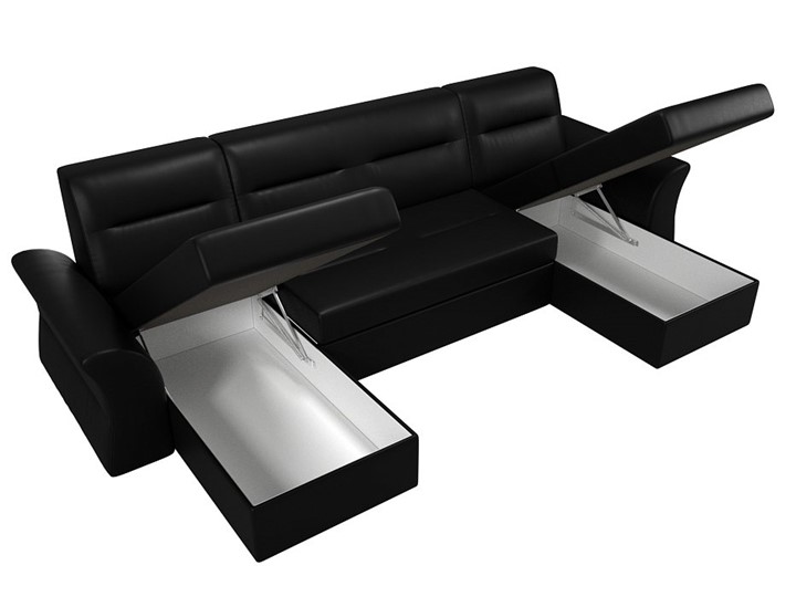 Большой П-образный диван Клайд, Черный (Экокожа) в Лабытнанги - изображение 2