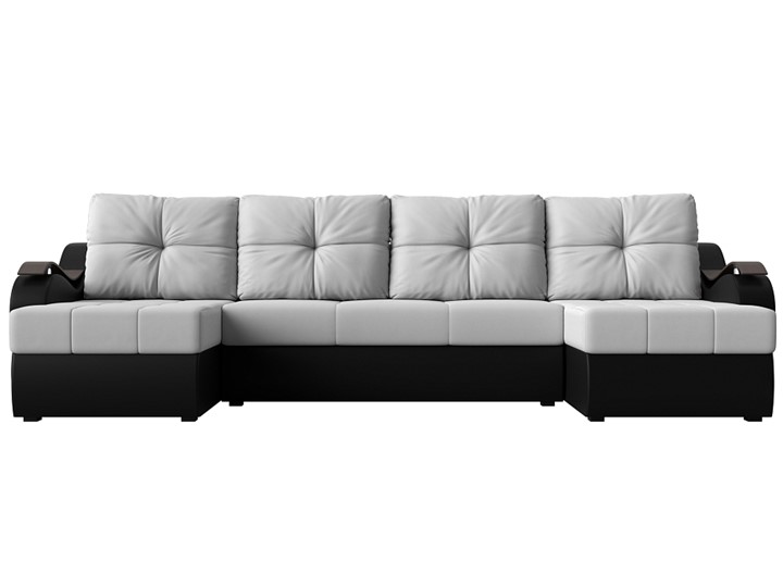 П-образный диван Меркурий П, Белый/черный (экокожа) в Надыме - изображение 1