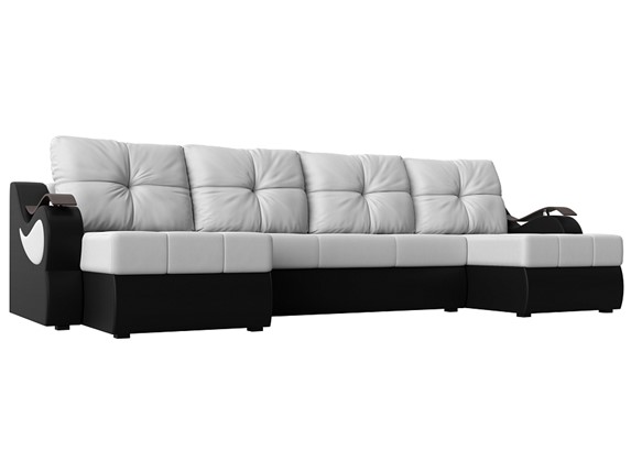 П-образный диван Меркурий П, Белый/черный (экокожа) в Надыме - изображение