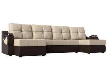 П-образный диван Меркурий П, Бежевый/коричневый (экокожа) в Муравленко