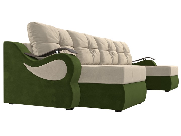 П-образный диван Меркурий П, Бежевый/зеленый (вельвет) в Салехарде - изображение 2