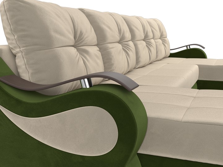 П-образный диван Меркурий П, Бежевый/зеленый (вельвет) в Салехарде - изображение 3