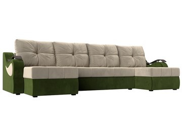 П-образный диван Меркурий П, Бежевый/зеленый (вельвет) в Муравленко