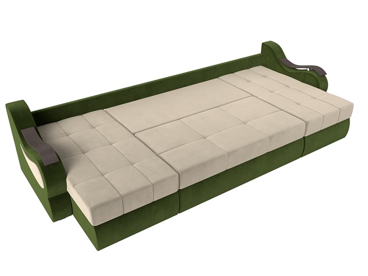 П-образный диван Меркурий П, Бежевый/зеленый (вельвет) в Салехарде - изображение 5
