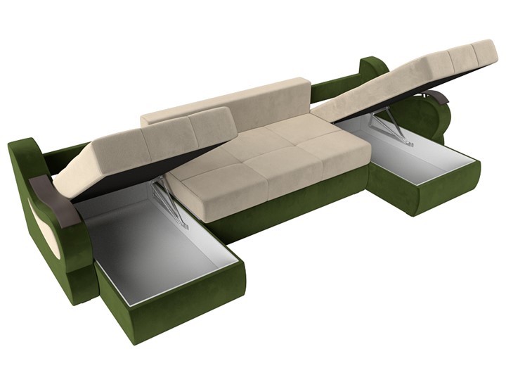 П-образный диван Меркурий П, Бежевый/зеленый (вельвет) в Салехарде - изображение 6