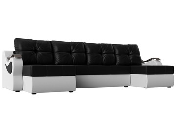П-образный диван Меркурий П, Черный/белый (экокожа) в Губкинском