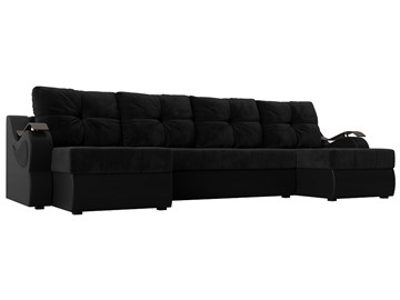 П-образный диван Меркурий П, Черный\Черный (Велюр\Экокожа) в Новом Уренгое