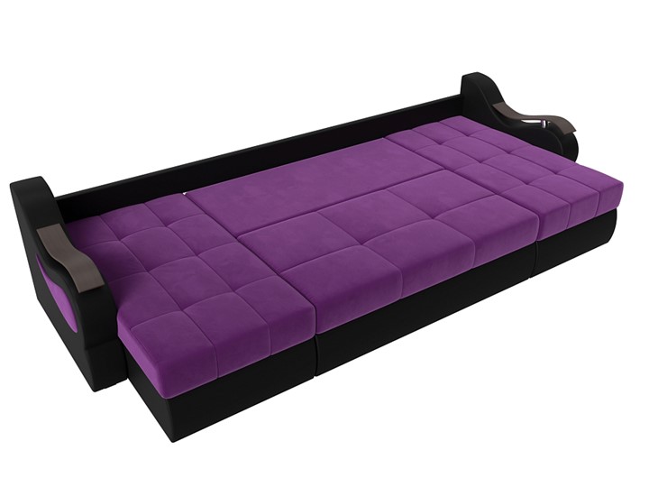 П-образный диван Меркурий П, Фиолетовый/черный (вельвет/экокожа) в Салехарде - изображение 5