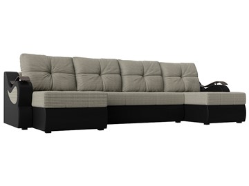 П-образный диван Меркурий П, Корфу 02 (рогожка)/черный (экокожа) в Салехарде