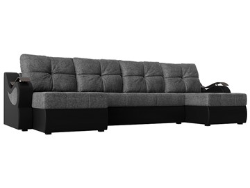 П-образный диван Меркурий П, Серый/черный (рогожка/экокожа) в Новом Уренгое