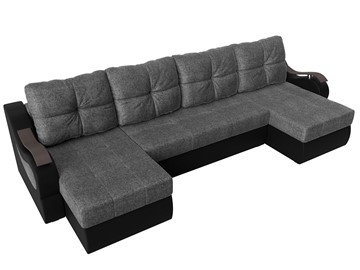 П-образный диван Меркурий П, Серый/черный (рогожка/экокожа) в Лабытнанги - предосмотр 4