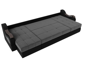П-образный диван Меркурий П, Серый\Черный (Велюр\Экокожа) в Лабытнанги - предосмотр 1