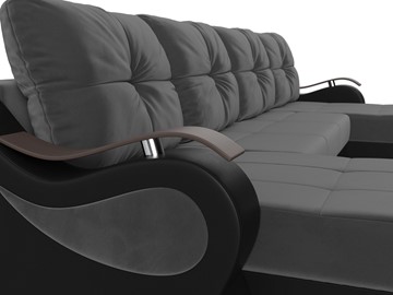 П-образный диван Меркурий П, Серый\Черный (Велюр\Экокожа) в Лабытнанги - предосмотр 4