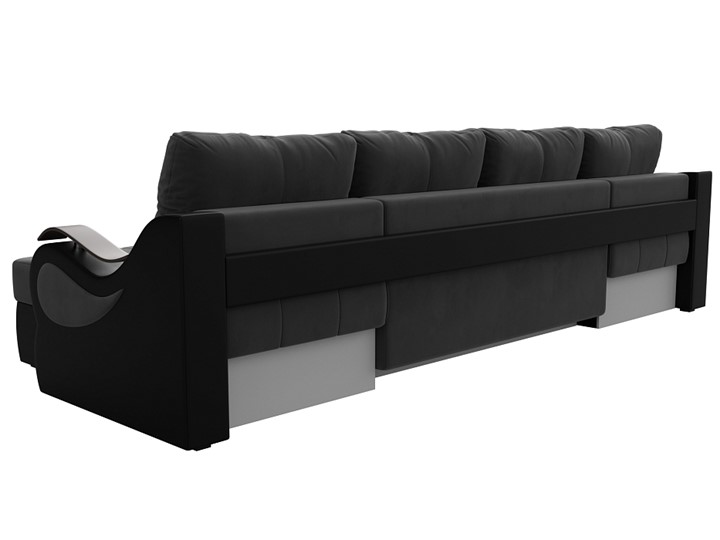 П-образный диван Меркурий П, Серый\Черный (Велюр\Экокожа) в Лабытнанги - изображение 7